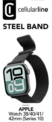 Produktbild von Cellularline Steel Band - Apple Watch 38/40/41/42 (Series 10/11) mm Stahlband für Apple Watch, Band, Smartwatch, Schwarz, Apple, Apple Watch 38/40/41 mm, Metall