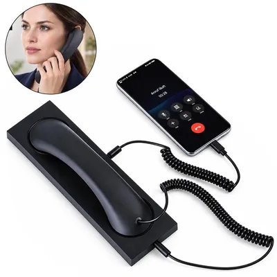 Produktbild von Retro Telefonhörer Type-C, externer Handy Hörer mit Basisstation, kabelgebunden, einfach anschließen, kompatibel mit Smartphones