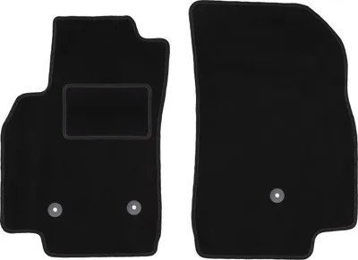 Produktbild von Velours-Fußmatten Vorne passend für Opel Karl (Schrägheck, Bj. 2015-) –  schwarz, passgenau, mit Befestigungen set 2 Stk. - STANDARD