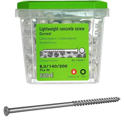 Produktbild von ESSVE Porenbetonschrauben mit Senkkopf TX30 CORRSEAL C4 lang 8 x 200 mm 50 Stk.