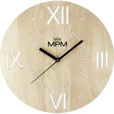 Produktbild von MPM-Quality Rome Wanduhr Holz lautlos Naturbelassen 30 cm
