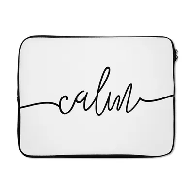 Produktbild von MuchoWow® Laptop Hülle 15 Zoll Zitate - 'Calm' - Sprichwort - Schwarz und weiß Laptoptasche - Laptoptasche - Sleeve - Rundum-Schutz