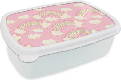 Produktbild von KitchenYeah® Lunchbox Brotzeit Brotdose 17x11 cm Regenbogen - Wolken - Muster Kinder Brotzeitdose - Lunch Box - Kinder - Sandwich-Box - Schulbox - Lunch Boxen