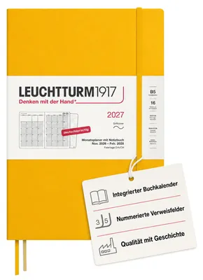 Immagine prodotto di LEUCHTTURM1917: Pianificatore mensile con taccuino 2027, formato B5, lingua tedesca, design "Sunfl"