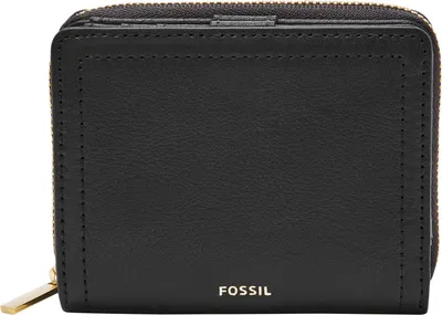 A black Fossil wallet is shown against a white background.
