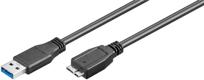 Produktbild von Goobay USB 3.0-SuperSpeed-Kabel, 1.8 m, Schwarz, 1,8 m, USB A, Micro-USB A, USB 3.2 Gen 1 (3.1 Gen 1), Schwarz