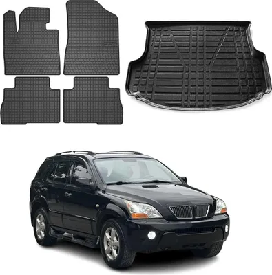 Obrázek produktu pro Sada podlahových rohoží a vložek do kufru pro Kia Sorento Lift 2009-2014 gumové černé 5x