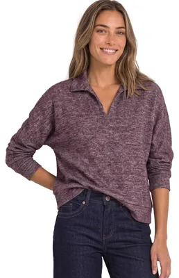 Produktbild von Street One Damen Langarm Poloshirt im Melange-Look