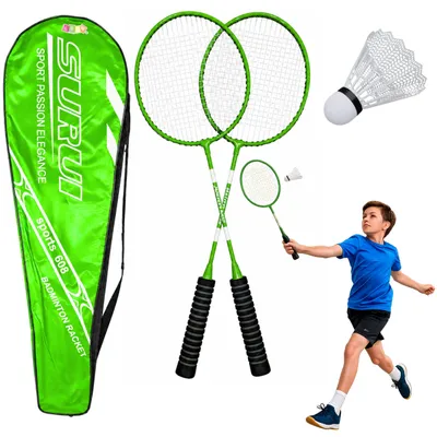 Image de Ensemble de badminton raquettes housse de volant vert