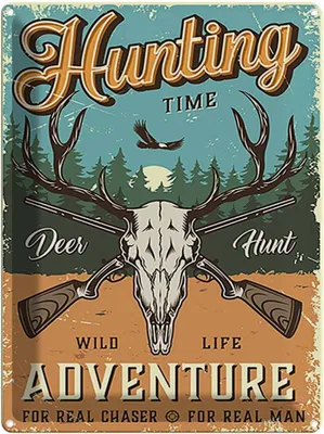 Produktbild von vianmo Blechschild 40x30 cm Hunting Time Adventure Abenteuer Reisen