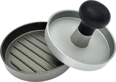 Produktbild von Dehner Hamburgerpresse, Ø 11.3 cm, Höhe 7.8 cm, Aluminium, schwarz/silber