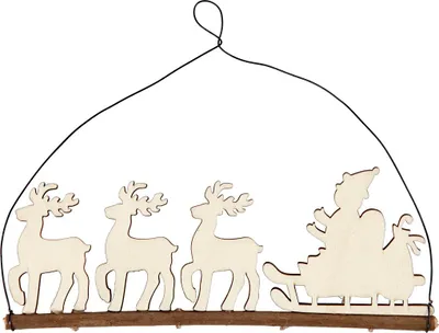 Produktbild von Creativ Company Weihnachtsdekoration, Weihnachtsmann mit Rentier, H: 8 cm, T: 0,5 cm, B: 22 cm, 1 Stück