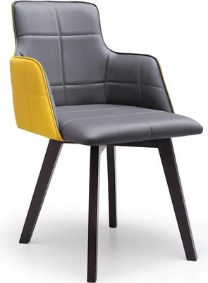 Immagine prodotto di Sedia in pelle grigio-gialla Sedie da pranzo di design Sedie eleganti
