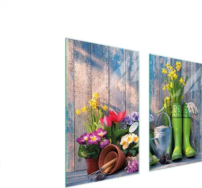 Image de Plaques de recouvrement de cuisinière 2 pièces 75x52 Couverture de champ vitrocéramique verre Planche à découper jardin bois