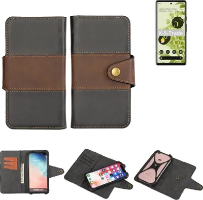 Produktbild von K-S-Trade Handyhülle Schutzhülle Hülle Bookstyle Wallet-Case kompatibel mit Google Pixel 6 Bumper Rundumschutz schwarz-braun 1x