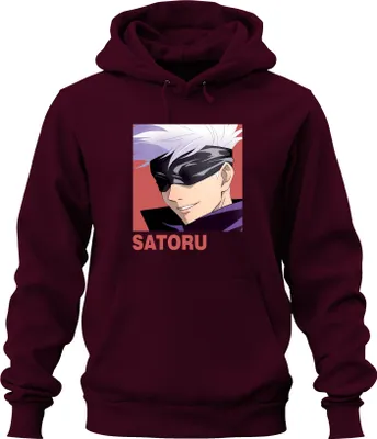 Obrázok produktu pre Jujutsu Kaisen SATORU Gojo Anime Estetika Zaviazané oči Fanúšikovský darček Uni mikina s kapucňou, bordová, XXL
