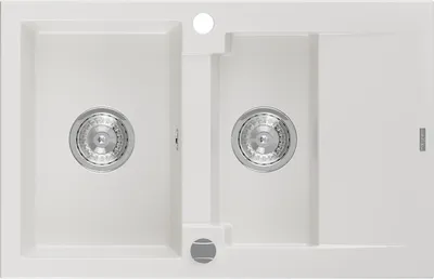 Immagine prodotto di Mexen Gaspar lavello in granito 1,5 vasca con sgocciolatoio 737 x 475 mm, bianco, sifone cromo - 6507731505-20