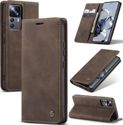 Obrázek produktu pro Xiaomi 12T Pro Pouzdro, RetroPolyuretanKožené Pouzdro s Funkcí Stojánku pro Xiaomi 12T / 12T Pro Káva