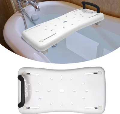 Produktbild von LARS360 Badewannensitz Senioren 70x30x5cm Badewannenbrett zum Sitzen Sitzbrett für Badewanne mit Schwarz Griff
