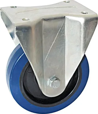 Image de Roulette fixe à platine rectangulaire AVL - Roue caoutchouc bleu Ø 200 - Charge 400 kg - 527726