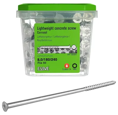 Obrázek produktu pro Šrouby ESSVE do pórobetonu se zapuštěnou hlavou TX30 CORRSEAL C4, délka 8 x 240 mm, 50 ks.