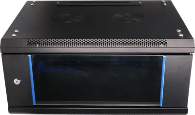 Obrázok produktu pre Extralink 4U 600X450 WALL-MOUNTED RACKMOUNT CABINET BLACK, Nástenný regál, 4U, 20 kg, Zámok, Koľajnice racku, Čierna