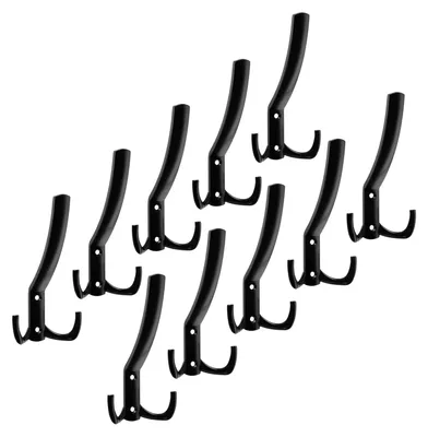 Produktbild von 10 große JULIE-Garderobenhaken (143 x 76 x 67 mm), schwarze Wandhaken