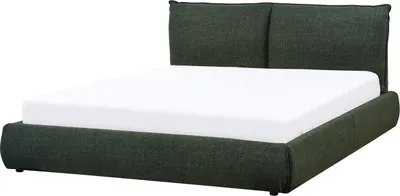 Zdjęcie produktu dla BELIANI Łóżko wodne z materacem ciemnozielone tapicerowane poliestrem 160 x 200 cm z grubym wezgłowiem nowoczesny design do sypialni
