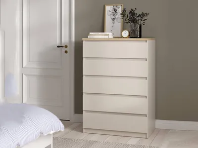 Immagine prodotto di Ansel - Cassettiera, 77x50x111h cm Beige, 5 Cassetti