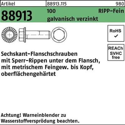 Produktbild von Reyher  6kt.-Flanschschrauben get. m. Sperr-R. M14x1,5x30 Zn (100 Stück)