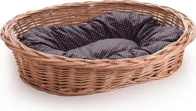 Image de Lit en osier pour chiens, chats et autres animaux, doux, panier de repos avec coussin, 4, K12 - points blancs sur marron