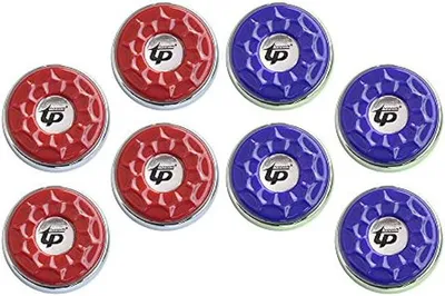 Imagen del producto de Silecomplaza, set de 8 discos para juego de shuffleboard, diámetro: 53 mm, color azul/rojo