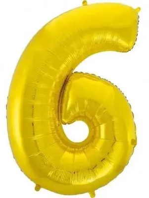 Produktbild von B&C-Folienballon mit der Zahl 6 in Gold, 92 cm – Godan