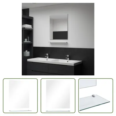 Image de The Living Store miroir mural avec étagère 50×60 cm verre trempé