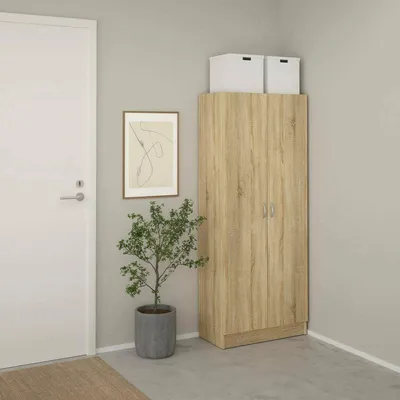 Immagine prodotto di Dmora Scarpiera Erinni 35x69x170h cm Marrone Quercia, 18 Paia 2 Ante