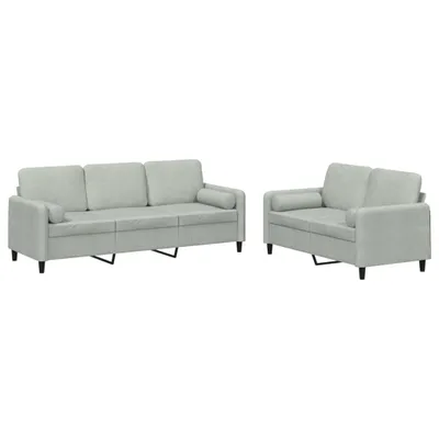 Image de vidaXL Ensemble de canapés 2 pièces avec coussins gris clair velours