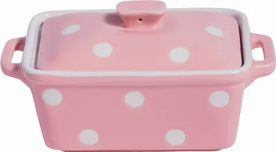 Produktbild von Isabelle Rose - IR5486 - Keramik Butterdose/Mini Backform - rosa mit weißen Punkten/Polka dot