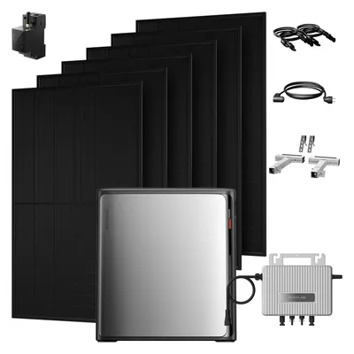 Produktbild von Powerness® Balkonkraftwerk mit Speicher, EcoFlow STREAM Ultra X Speicher mit 3000W Solarmodule und STREAM Mikro-Wechselrichter 800W & Balkon Halterung