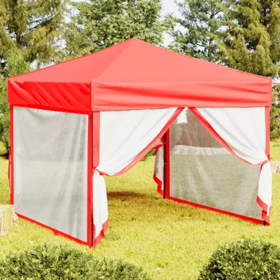 Immagine prodotto di The Living Store Tenda da festa pieghevole con pareti laterali rosse 3x3 m
