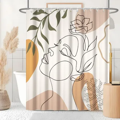 Image de Rideau de douche décoratif, motif floral, 180 x 220 cm