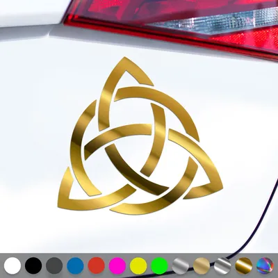 Produktbild von PantherPixel Triqueta Aufkleber Keltischer Kelten Knoten Sticker Auto Geschenkidee Farbe Chrom-Gold