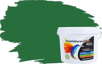 Produktbild von RyFo Colors Bunte Wandfarbe Manufakturweiß Wemmsgrün 3l - weitere Grau Farbtöne und Größen erhältlich, Deckkraft Klasse 1, Nassabrieb Klasse 1