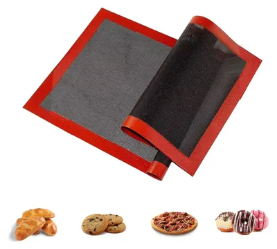 Productafbeelding van Siliconen bakmat, siliconen pizzamat, 2 stuks, geperforeerde bakmatten, herbruikbaar, antislip siliconen bakmat, 30 x 40 cm, geschikt voor koekjes, bakplaten, ovenbodems, siliconen bakmat