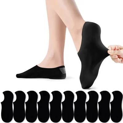 Productafbeelding van PAUNEW Sneakersokken voor dames, maat 39-42, zwart, 10 paar. Enkel sokken, voetbedekkers, sportsokken