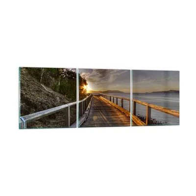 Produktbild von Bilder auf glas - Fußgängerbrücke Himmel Wasser - 120x40cm - Glasbilder - Wandbilder - Kunstdruck - zum Aufhängen bereit - Wanddekoration aus Glas - Glas Bilder - Wandbild auf Glas - GCA120x40-0125