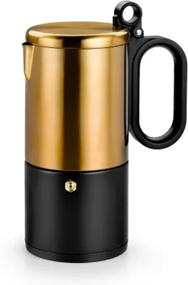 Produktbild von Famanu Kaffeekocher für 4 Tassen - Edelstahl Schwarz und Kupfer