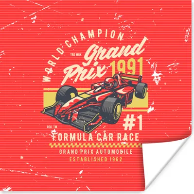 Produktbild von MuchoWow® Poster Mancave - F1 - Vintage - Rot 75x75 cm - Wand Dekoration