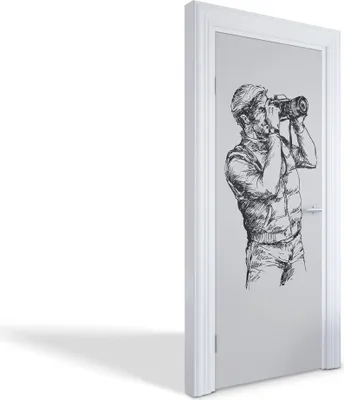 Produktbild von Türdeko Aufkleber Selbstklebende Wandsticker Personalisiert - Fotograf in Aktion - 75 x 205 cm
