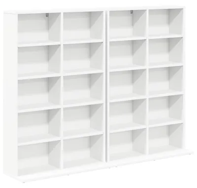 Obrázok produktu pre vidaXL Regál na CD, 2 kusy, biely, 65 x 23,5 x 97,5 cm, drevovláknitá doska