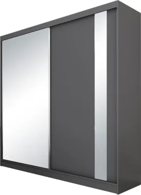 Produktbild von Schwebetürenschrank GAJA 200cm - modernes 2-türig Schrank mit Spiegel (Graphit)